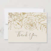 金箔フローラ |クリームと金ゴールドありがとう サンキューカード (正面)
