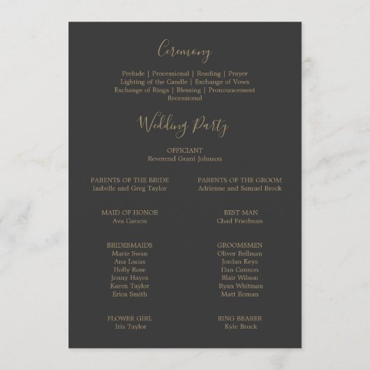 金箔フローラ |クリームと金ゴールドフラット結婚ズ プログラム (裏面)