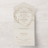 金箔フローラ |クリームと金ゴールド結婚ズ オールインワン招待状 (内側)