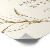 金箔フローラ |クリームと金ゴールド結婚歓迎 ポスター (角)