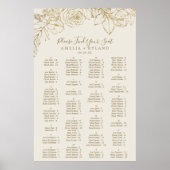 金箔フローラ |クリームアルファベットのシーティングチャート ポスター (正面)