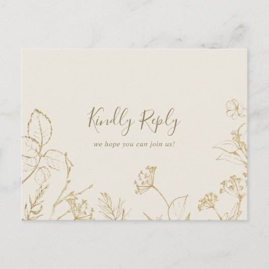 金箔フローラ |クリームメニュー選択RSVPポストカード インビテーションポストカード (正面)