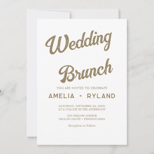 金箔フローラ | クリーム&金ゴールド結婚ズブランチ 招待状 (正面)