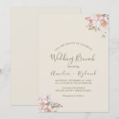 金箔フローラ | クリーム&金ゴールド結婚ズブランチ 招待状 (正面/裏面)