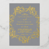 金箔フローラ |ゴールドカジュアルフォイル結婚ズ 箔招待状 (正面)