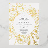 金箔フローラ |ゴールドカジュアルフォイル結婚ズ 箔招待状 (正面)