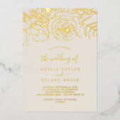 金箔フローラ |ゴールドフォイルアイボリー結婚ズ 箔招待状 (正面)
