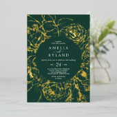金箔フローラ |ゴールドフォイルエメラルドカジュアル結婚ズ 箔招待状 (立ち正面)