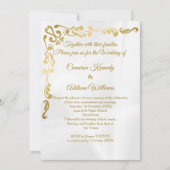 金箔フローラ |ゴールドフォイルクリーカジュアルム結婚ズ 招待状 (正面)