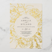 金箔フローラ |ゴールドフォイルクリーカジュアルム結婚ズ 箔招待状 (正面)