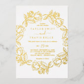 金箔フローラ |ゴールドフォイル結婚ズ 箔招待状 (正面)