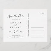 金箔フローラ |ゴールド・フォイル・ブラック日付を保存 箔招待状ポストカード (裏面)