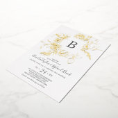金箔フローラ |ゴールド・フォイル・モノグラム結婚ズ 箔招待状 (回転した状態)