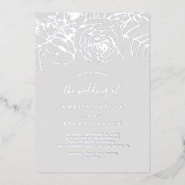 金箔フローラ シルバー・フォイル結婚・グレーズ 箔招待状