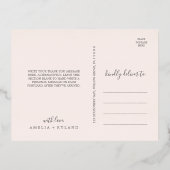 金箔フローラ |バラゴールドフォイルとピンクサンキュー 箔招待状ポストカード (裏面)