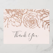金箔フローラ |バラゴールドフォイルとピンクサンキュー 箔招待状ポストカード (正面)