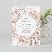 金箔フローラ |バラゴールドフォイルカジュアル結婚ズ 箔招待状 (立ち正面)