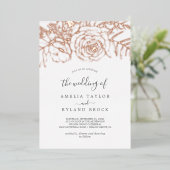 金箔フローラ |バラゴールド結婚フォイル 箔招待状 (立ち正面)