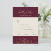 金箔フローラ |ブルゴーニュ&金ゴールドメニュー選択RSVP 出欠カード (スタンド正面)