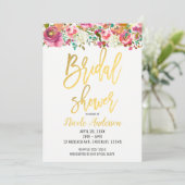 金箔ブライダルシャワーエレガントモダンフローラ 招待状 (スタンド正面)