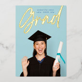 金箔ブラシグラッド写真モダン発表 箔招待状 (正面)