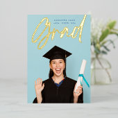 金箔ブラシグラッド写真モダン発表 箔招待状 (立ち正面)