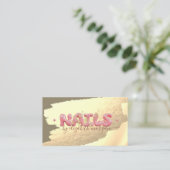 金箔ブラシストローク輝く爪、 ネイル 名刺 (スタンド正面)