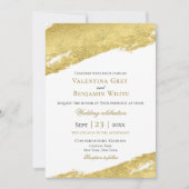 金箔ブラシモダンエレガント金ゴールド結婚の 招待状 (正面)