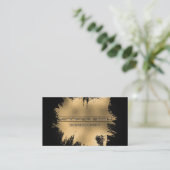 金箔ブラシ |ブラックメッシュ背景 名刺 (スタンド正面)