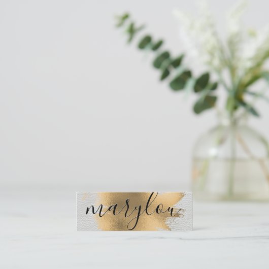 金箔ブラシ | ホワイトレザー スキニー名刺 (スタンド正面)