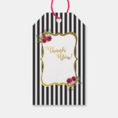 金箔ブラックとホワイトストライプバラフローララベル ギフトタグ (裏面)