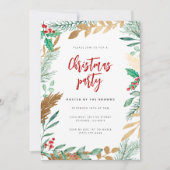 金箔ブランチ水色クリスマスパーティー 招待状 (正面)