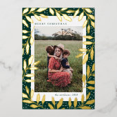 金箔ブランチ3フォトクリスマス 箔シーズンカード (正面)