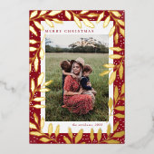 金箔ブランチ3フォトクリスマス 箔シーズンカード (正面)