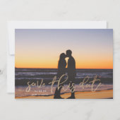 金箔ホワイトフォトカリグラフィー日付を保存 セーブザデート (正面)