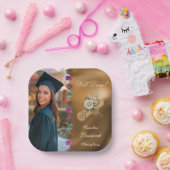 金箔ホワイトフラワーズ、大学院写真 ペーパープレート