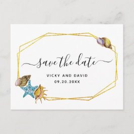 金箔ポリゴン、船首婚礼Save the Date 案内ポストカード
