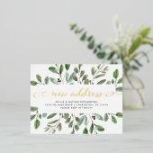 金箔ミニマルな葉 |お知らせ 箔招待状ポストカード