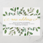 金箔ミニマルな葉 |お知らせ 箔招待状ポストカード