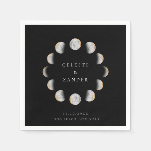 金箔ムーンフェイズナプキン スタンダードカクテルナプキン (正面)