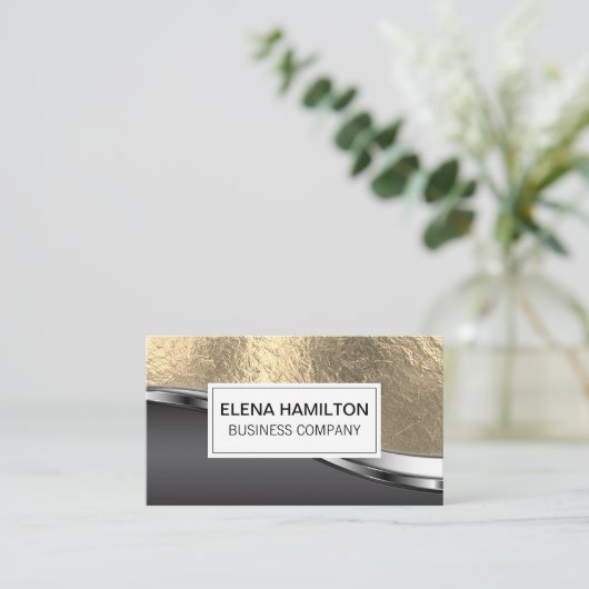 金箔メタリック背景 名刺 (スタンド正面)