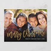 金箔メリフェイクークリスマス写真重ね シーズンポストカード (正面)