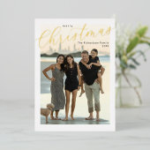 金箔メリークリスマスシンプルのスクリプモダント 箔シーズンカード (立ち正面)