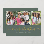 金箔メリークリスマス |写真モダン3枚 シーズンカード (正面/裏面)