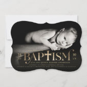 金箔モダンクラシックはっきりしたクロスバプティスフォト 招待状 (正面)