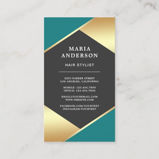 金箔モダン美しいサロン美容師写真 名刺 (裏面)