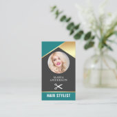 金箔モダン美しいサロン美容師写真 名刺 (スタンド正面)