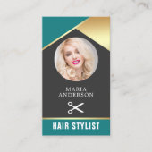 金箔モダン美しいサロン美容師写真 名刺 (正面)