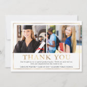 金箔モダン2フェイクの写真卒業ありがとう サンキューカード (正面)