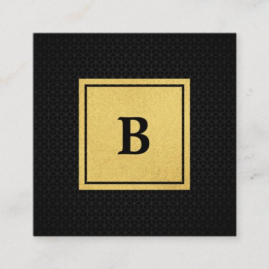 金箔モノグラムフェイク付き幾何学模様 スクエア名刺 (正面)